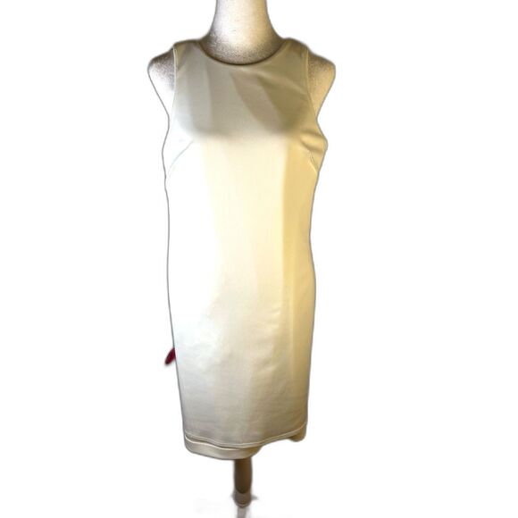 Betsy Johnson Dress Wm's 8 White Sheath Dress W/Embroidered Flowers Fully Lined - Picture 12 of 12